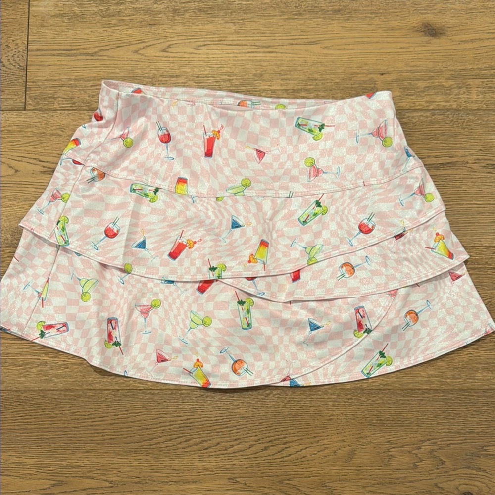 Lucky in Love Pink Cocktail Print Tennis
 Skirt